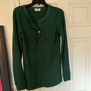 Forest Green Long Sleeve Henley Top